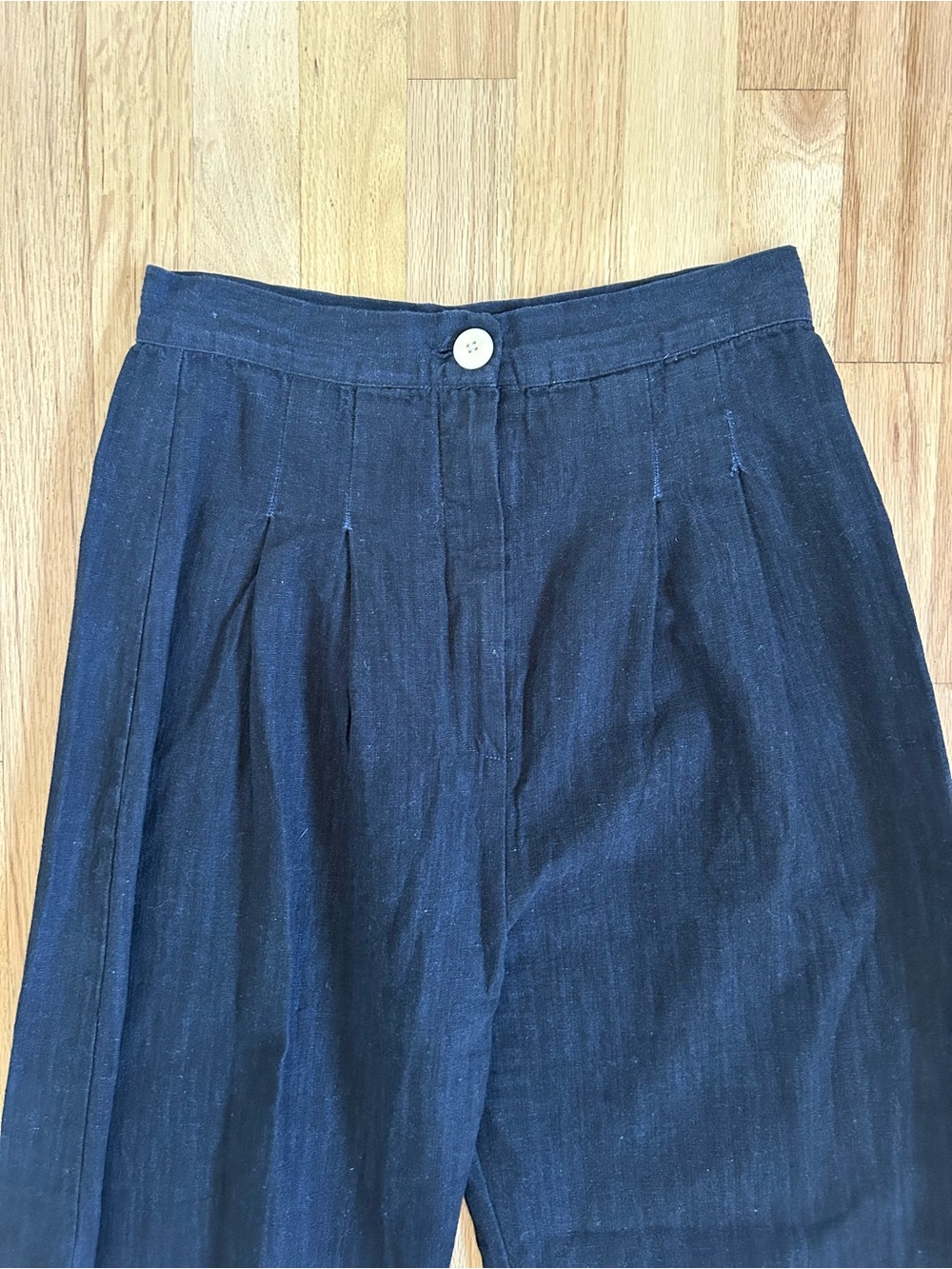 ILANA KOHN boyd pants deep indigo navy cotton linen wide leg pleat size 6 - Picture 5 of 9